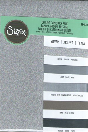 Opulent cardstock, sølv, kartonpakning fra Sizzix.